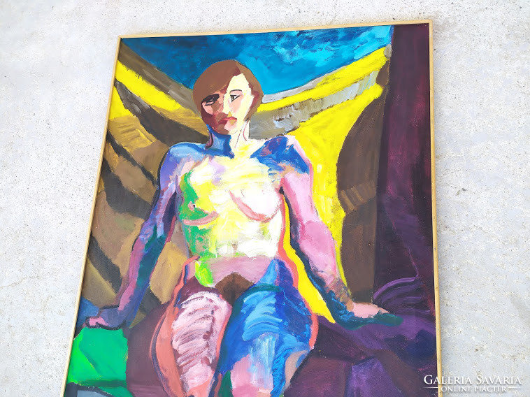 Abstract oil on canvas female nude painting signed nr.192