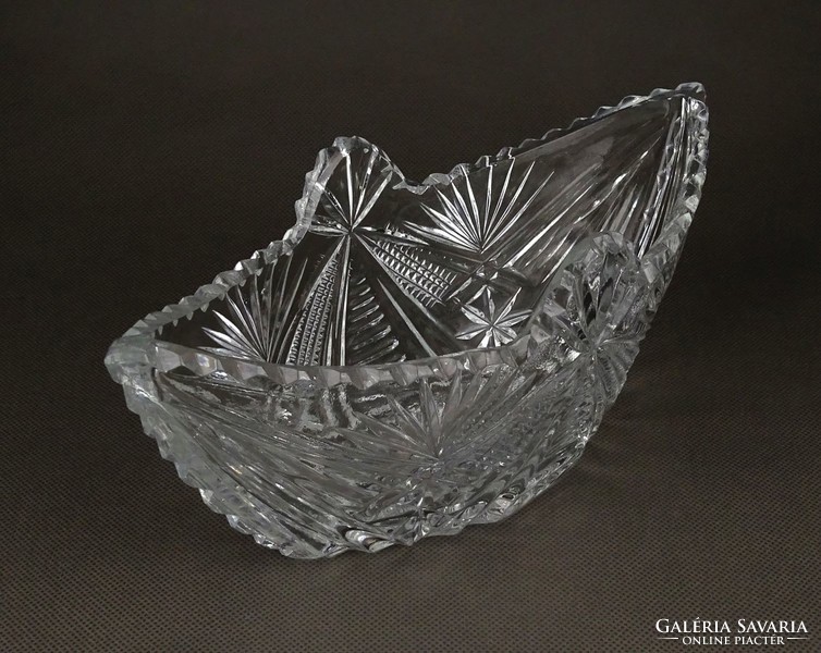 1D518 Hajó alakú üveg asztalközép kínáló tál 24.5 cm