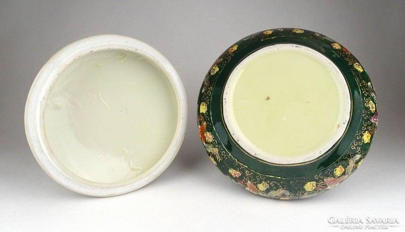 1D572 Nagyméretű zöld porcelán bonbonier 18 cm