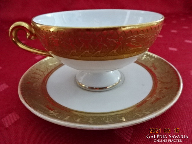 Gloria Czech porcelain, antique coffee cup + placemat, richly gilded. He has!