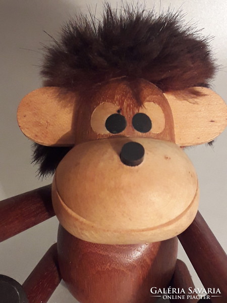 Vintage teak wooden monkey figurine in Danish design