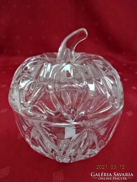 Kristályüveg cukortartó, alma formájú, magassága 10 cm. Vanneki!