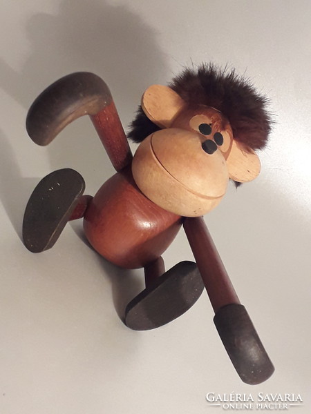 Vintage teak wooden monkey figurine in Danish design