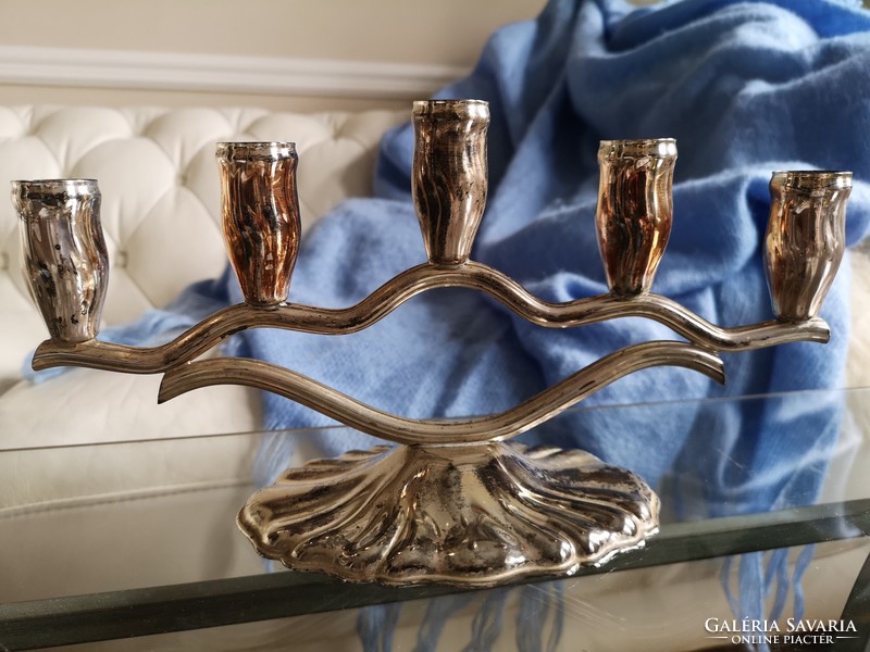 Silver-plated candle holder 16 x 32 cm, 5 branches
