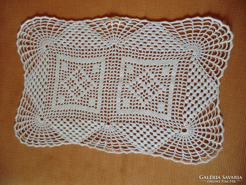Lace for the Easter atmosphere hand crocheted for the table, chest of drawers white cotton flawless piece 30x50 cm