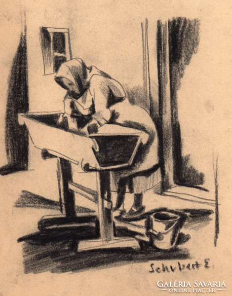 Schubert Ernő (1903-1960): Mosónő.
