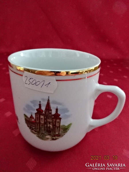 Bohemia Csehszlovák porcelán pohár, Mariazell felirattal és látképpel. Vanneki!