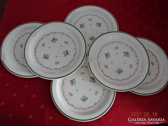 Greek porcelain, spring floral, green-edged flat plate, six pieces, diameter 21.5 cm. He has!