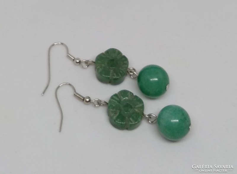 Real green aventurine mineral earrings