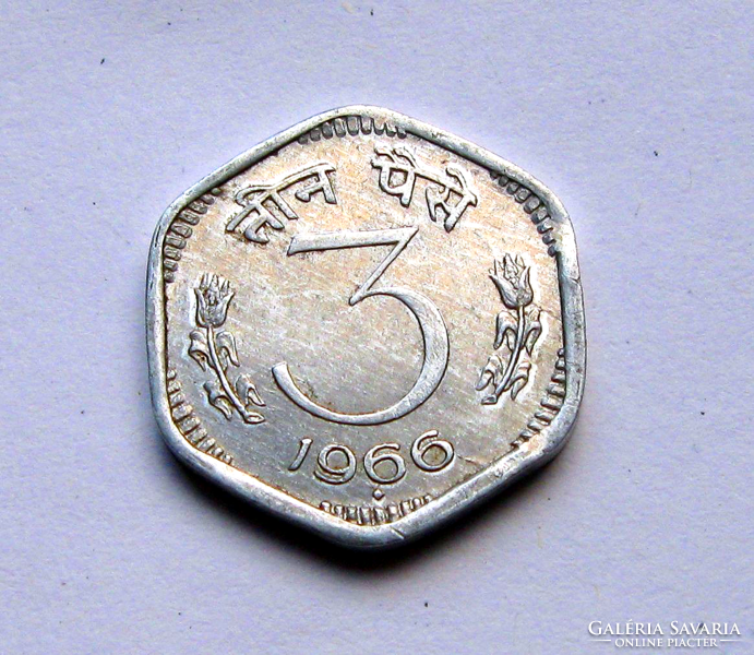 INDIA - 3 paisa  - 1966 - ALU - Verdejel: