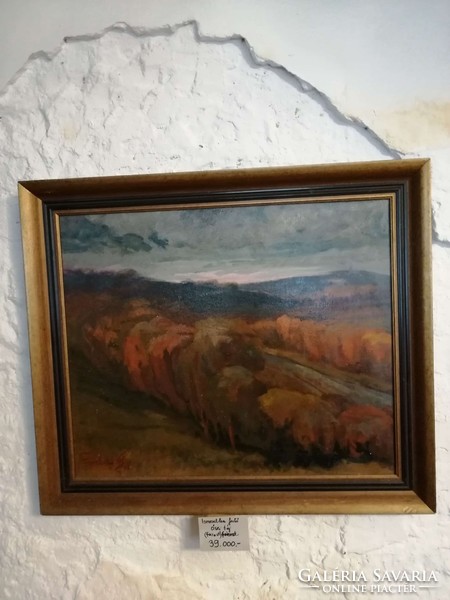 Ismeretlen festőtő tajkép  festmény. "Őszi erdő ". 1960 évek Olaj, karton. 