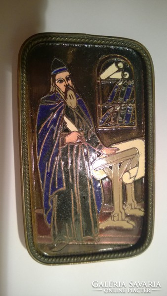 Zománc miniatűr falikép-Vallás-szerzetes gondolataival