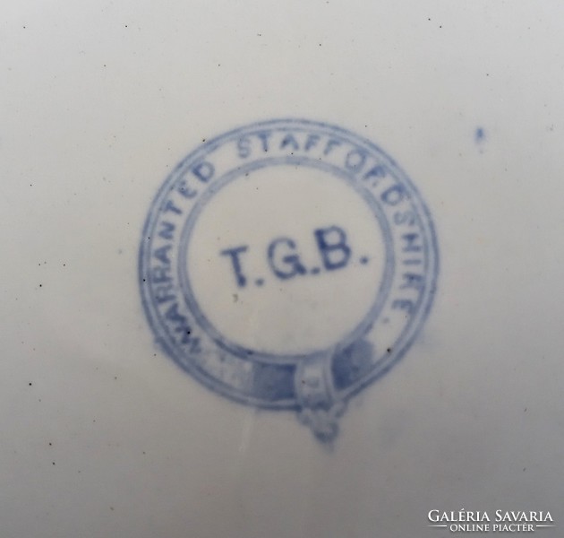 Antik angol fácános fajansz lapos tányér cca 1880