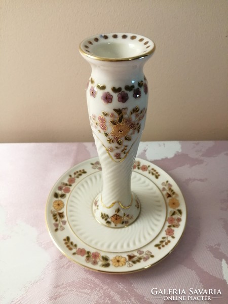 Zsolnay candle holder with floral pattern