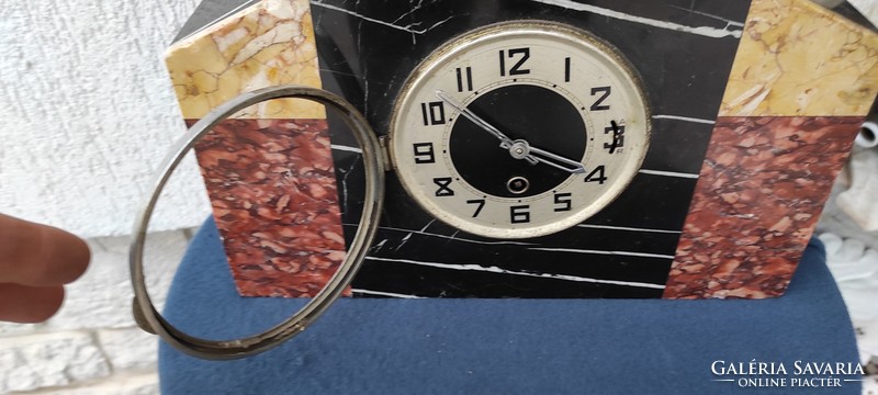Art Deco Màrvány asztali Óra , kandalló óra,színes vidám màrvàny lapok, működik!Minimál, modern styl