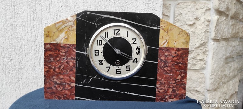Art deco marble table clock, fireplace clock, colorful cheerful marble tiles, works! Minimal, modern styl