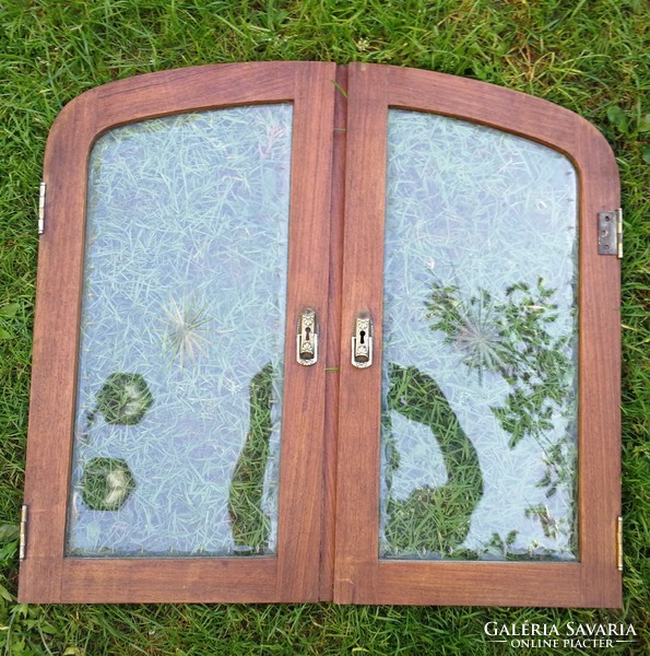 Polished glass in wooden frame, showcase door, Art Nouveau or partition!