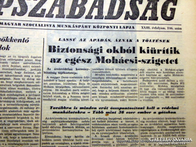 1965 június 23  /  NÉPSZABADSÁG  /  Régi ÚJSÁGOK KÉPREGÉNYEK MAGAZINOK Ssz.:  14874