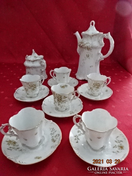 Czechoslovak porcelain, antique coffee set from the 1870s, six-piece coffee set, 14 pieces. He has!
