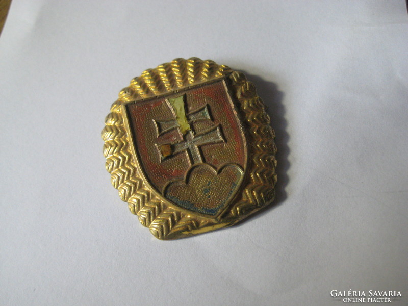 Old Hungarian cap badge, triple pile, with double cross 3.5 x 4 cm