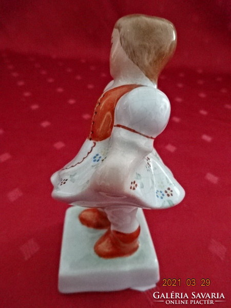Rare porcelain figure from Bodrogkeresztúr, a little girl with a folk dance, height 10 cm. He has! Jokai