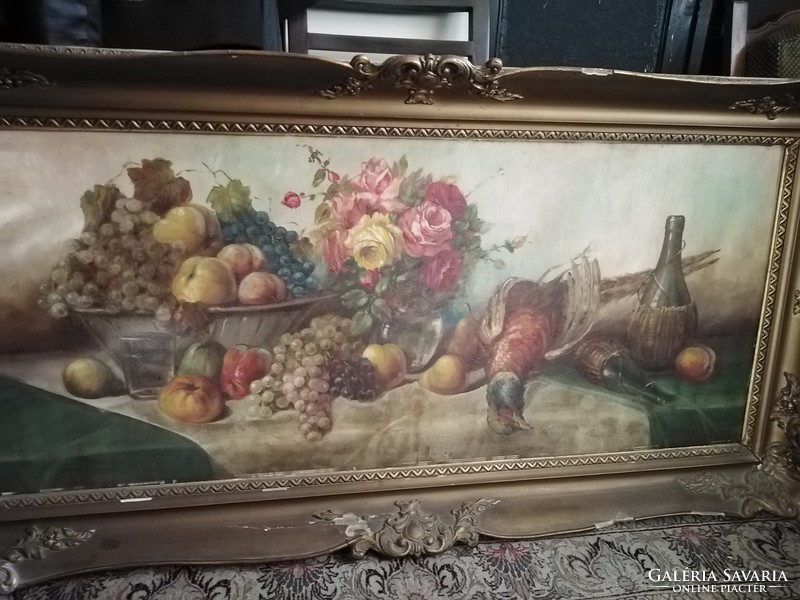 Huge still life with pheasant 120 x 53 cm