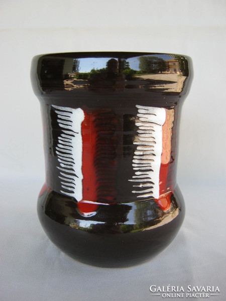 Pj signed retro industrial artist ceramic vase