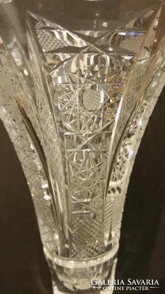 Crystal vase with silver base, polished crystal vase
