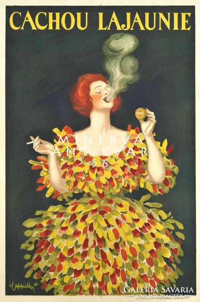 Vintage édesség mentol cukorka plakát reprint nyomat Cappiello negró színes tarka ruhás nő vörös haj