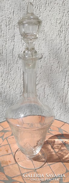 Beautiful corked bottle, special art nouveau glass, polished decanter, wine bottle,