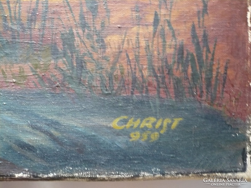 CHRIST szignóval ellátott szép festmény a múlt századból