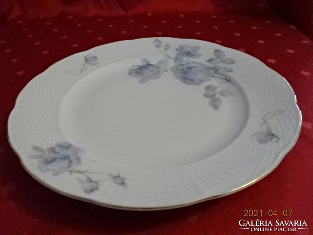 Meissen porcelain antique flat plate with light blue rose pattern, diameter 24 cm. He has!