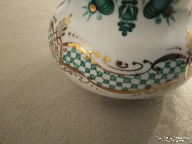 Miniatűr, kézzel festett, zománcozott váza