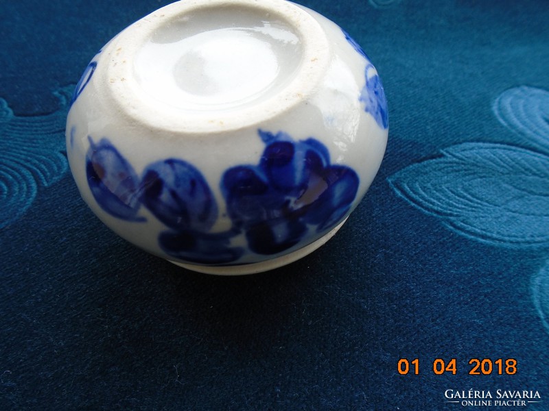Antique hand-painted cobalt blue floral design cover holder