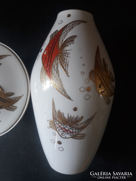 Midcentury, wallendorf hand-painted retro fish special set, from a former holiday home in Balaton