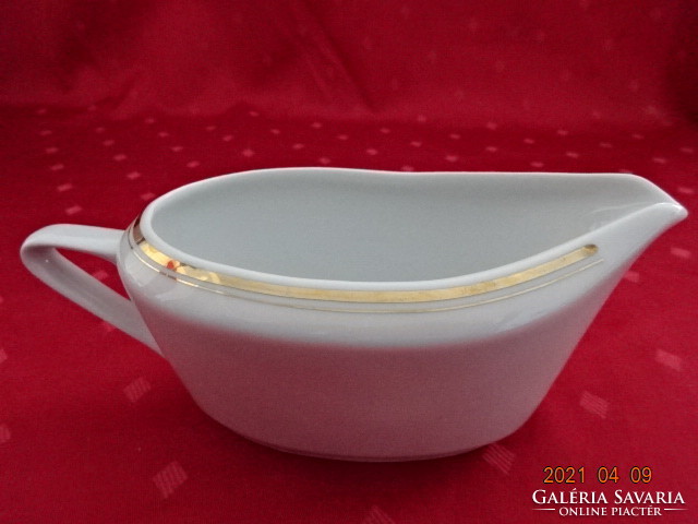 Lowland porcelain, bowl with sauce and gold border, length 19 cm. He has!