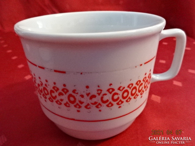 Zsolnay porcelán, piros mintás pohár, átmérője 9,5 cm. Vanneki!