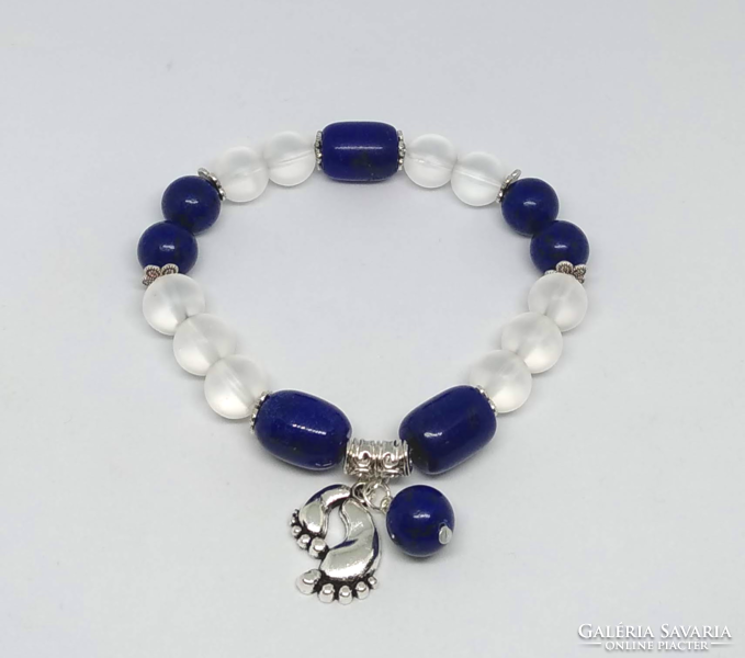 Lapis lazuli baby boy bracelet, 10 mm and 11*14 mm beads