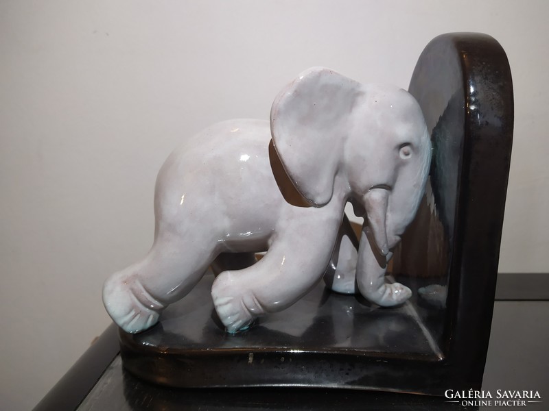 Art deco kerámia könyvtámasz elefántokkal