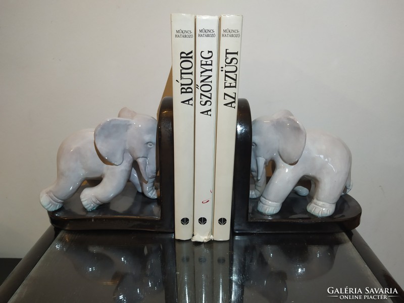 Art deco kerámia könyvtámasz elefántokkal