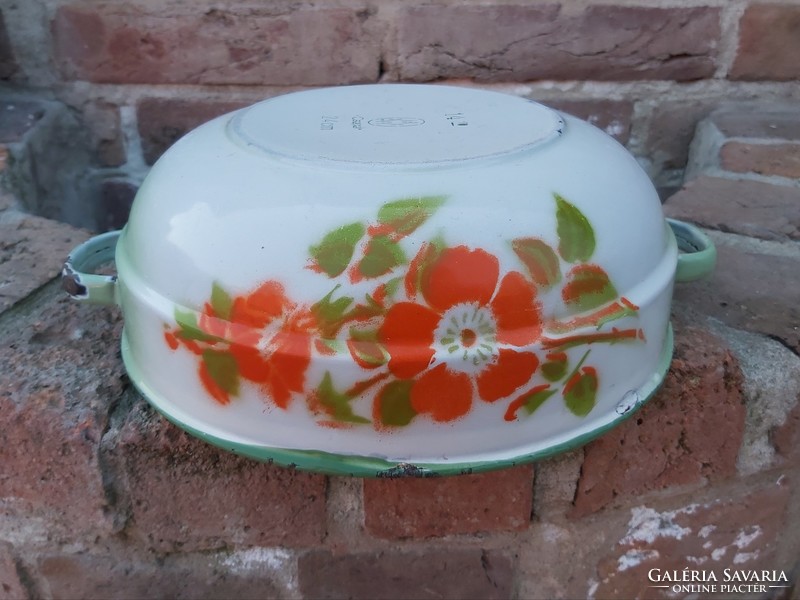 Csepel beautiful pattern enamel flower bowl peasant bowl nostalgia piece, peasant decoration 008