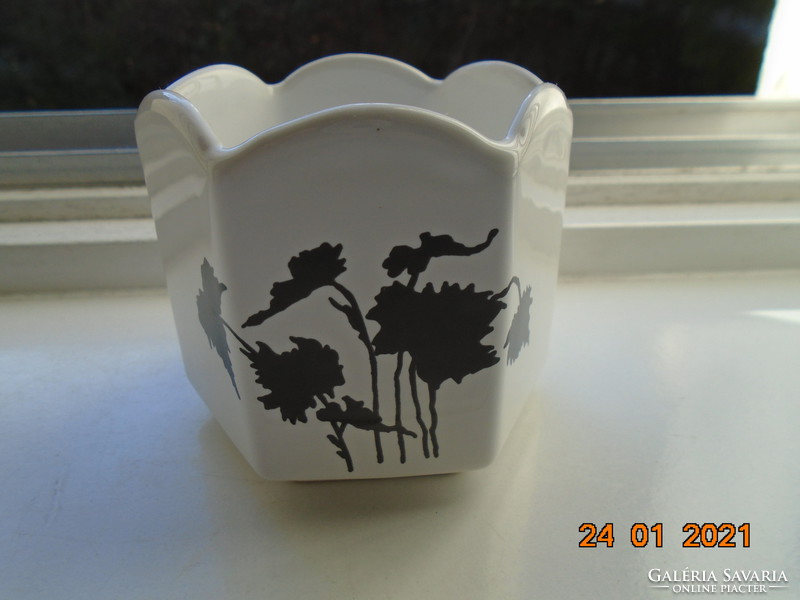 Art deco 6 square sugar bowls with an oriental plant pattern