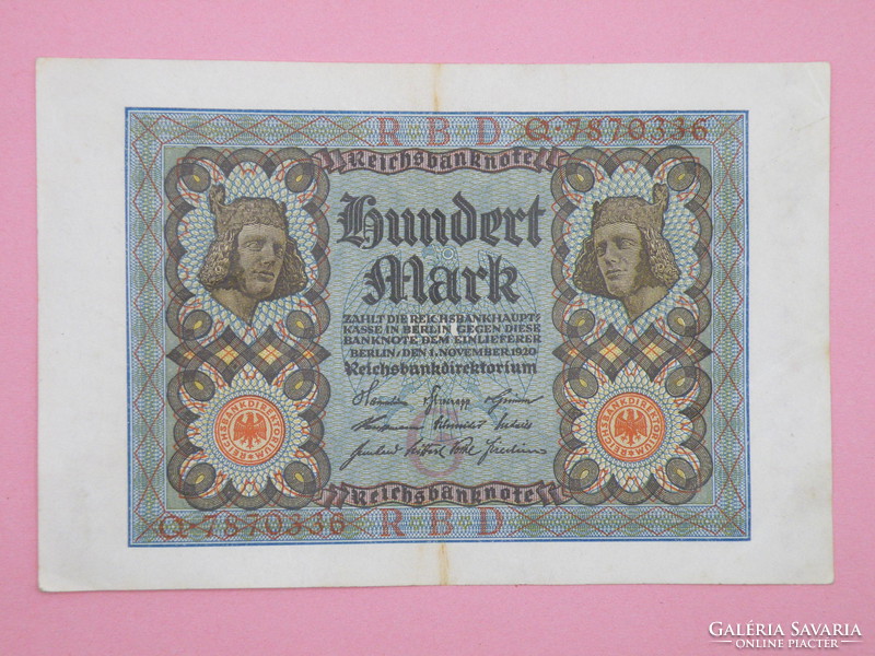 KK1157 1920 100 mark németország bankjegy hundert mark