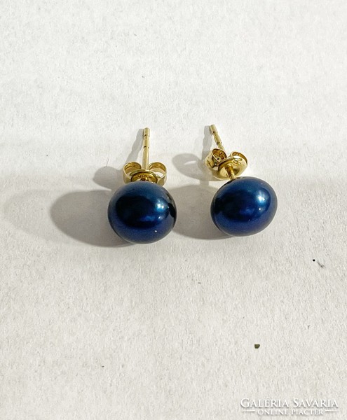 Wonderful blue pearl earrings - 14k gold - 2.13G