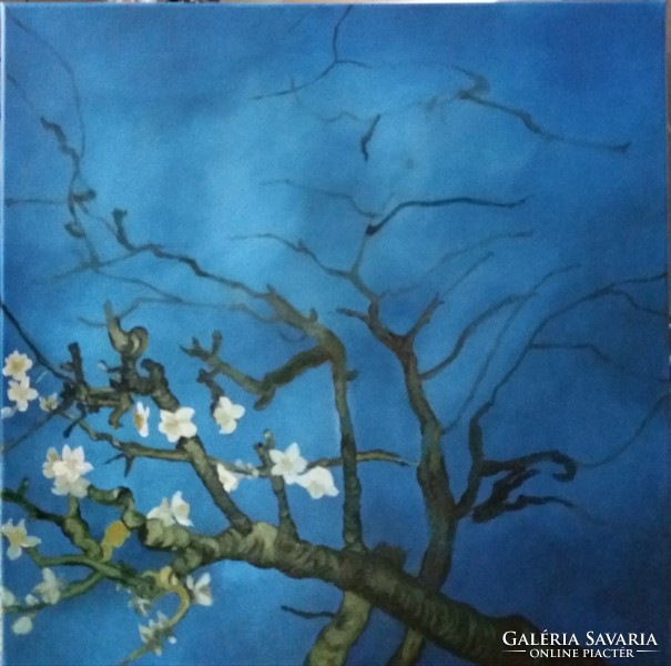 There is gogh, flowering almond tree c. Based on his picture, oil painting, 60x60 cm