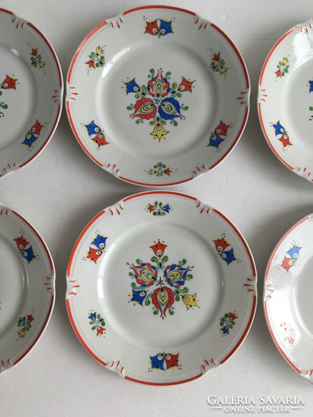 Drasche, Kőbányai Porcelángyár kézzel festett, 6db kistányér, süteményes tányér, 1959.