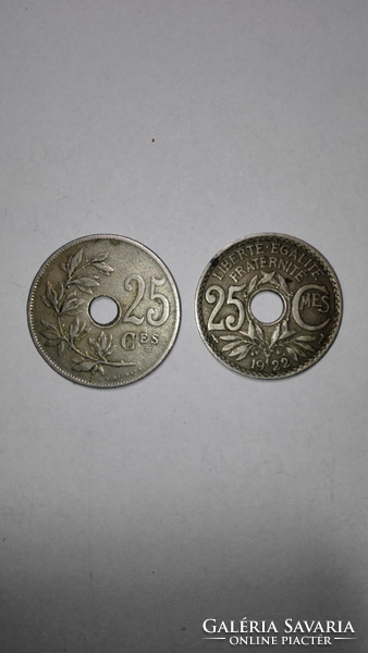 1922 belga és francia 25 centimes