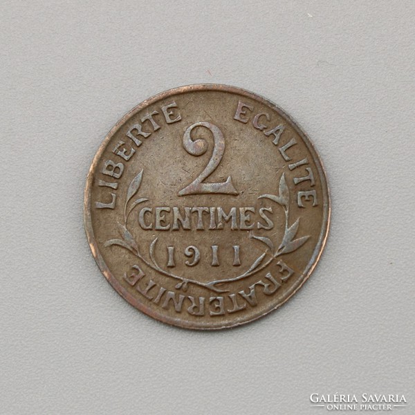 2 Centimes, 1911. Annual French coin