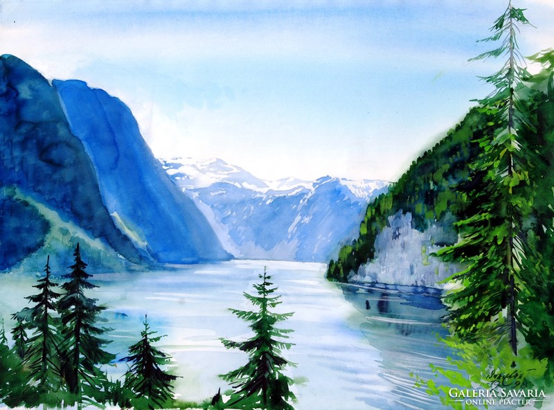 Tengerszem a hegyek között, 1998 - nagy méretű akvarell