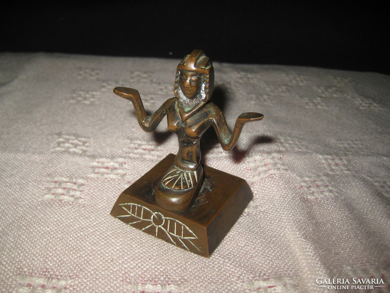 Egyptian pharaoh, bronze statuette, from the 60s, 52 x 60 mm